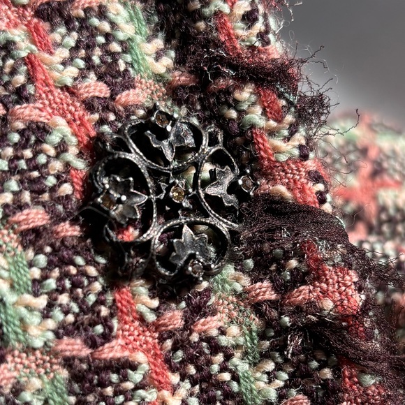 ELIE TAHARI tweed EMBELLISHED blazer sport coat jacket BEADED boho luxury LARGE - Picture 16 of 16